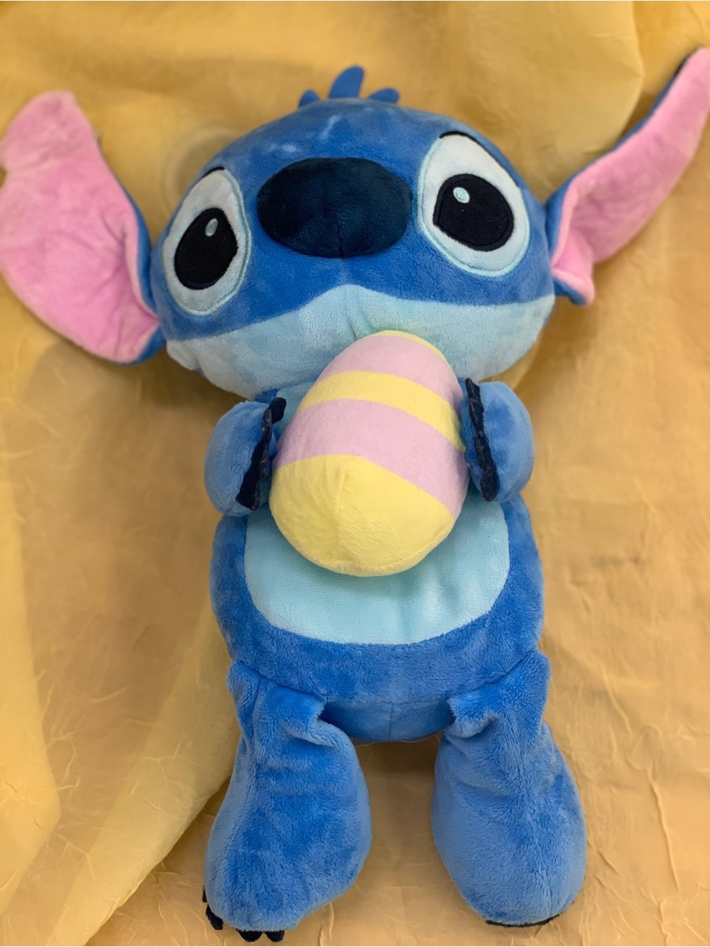 Disney Baby Stitch Plush Blue Holding Pastel Egg plush Toy- collectible